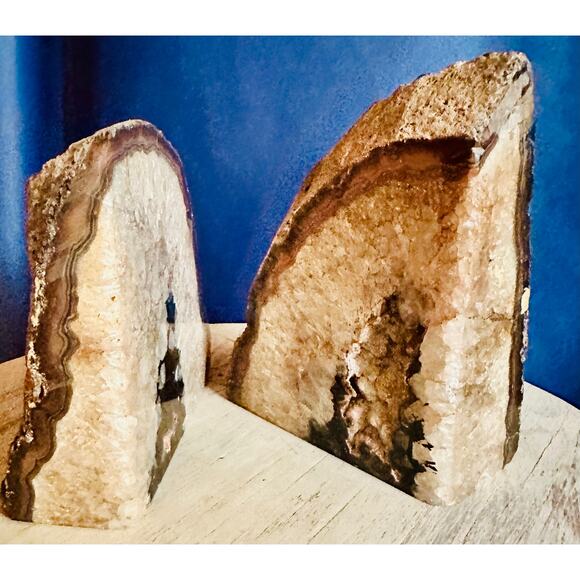 Geode Bookends, polished stone bookends, office decor, home decor - Picture 1 of 10